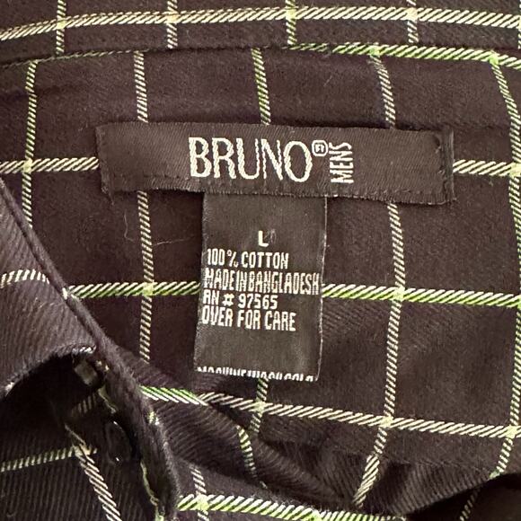 Bruno Men’s Black and Green Checkered Dress Shirt, Size Large, NWT - Picture 5 of 6